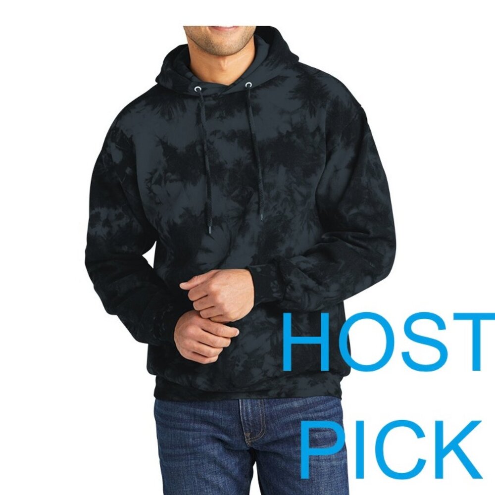NWT Gray & Black Splotchy Sweatshirt Hoodie Port & Company W@@W! Tie-dye Tie-die